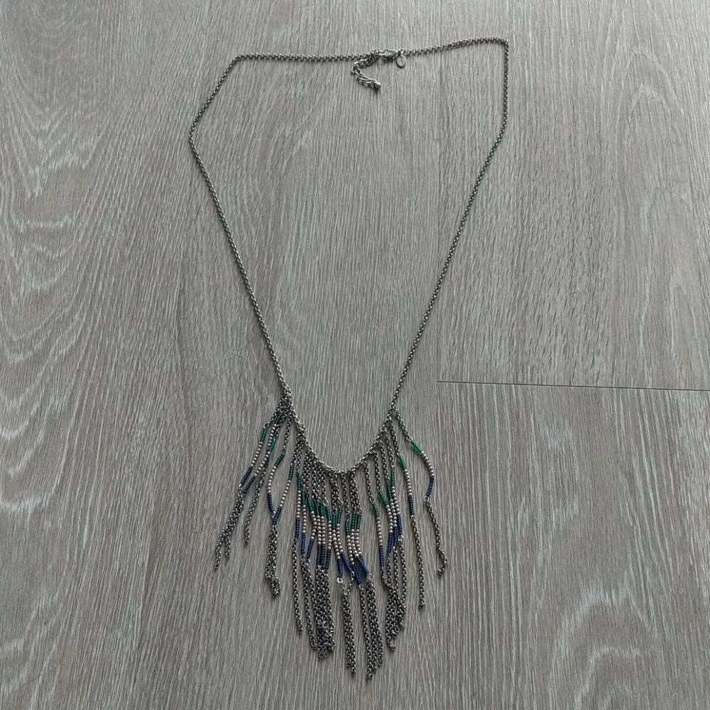 ☀️ Long Blue/Green Beaded Necklace